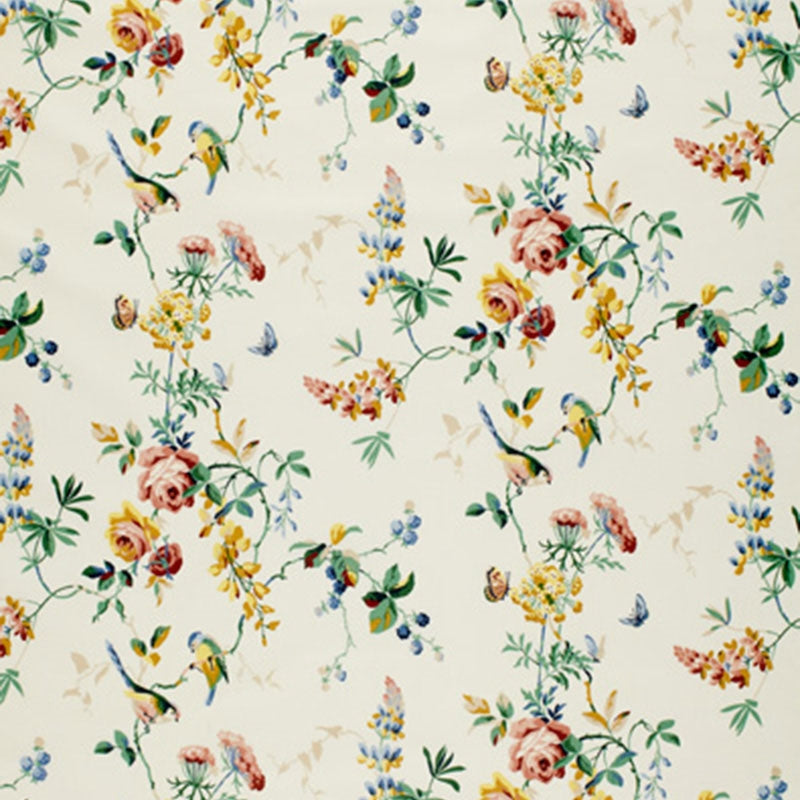 Looking 1235030 Chickadee Floral Primary by Schumacher Fabric