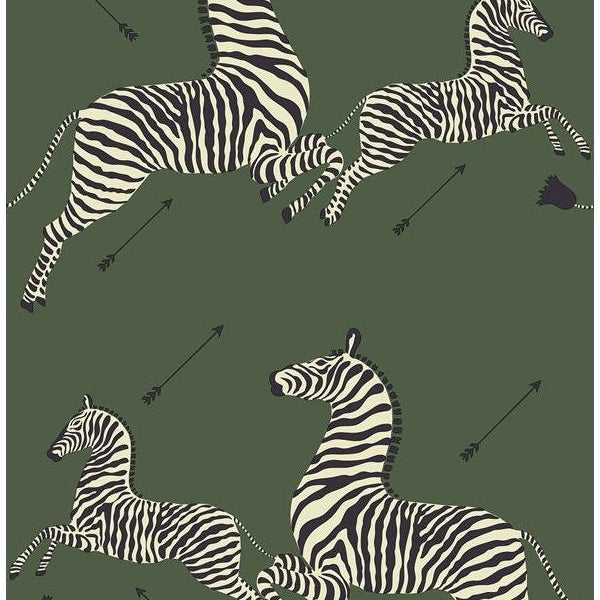 Shop SCS3871 Scalamandre Serengeti Green Zebra Safari Scalamandre Self Adhesive Wallpaper Serengeti Green by NuWallpaper