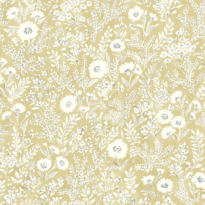 Shop 4072-70052 Delphine Agathon Wheat Floral Wallpaper Wheat by Chesapeake Wallpaper