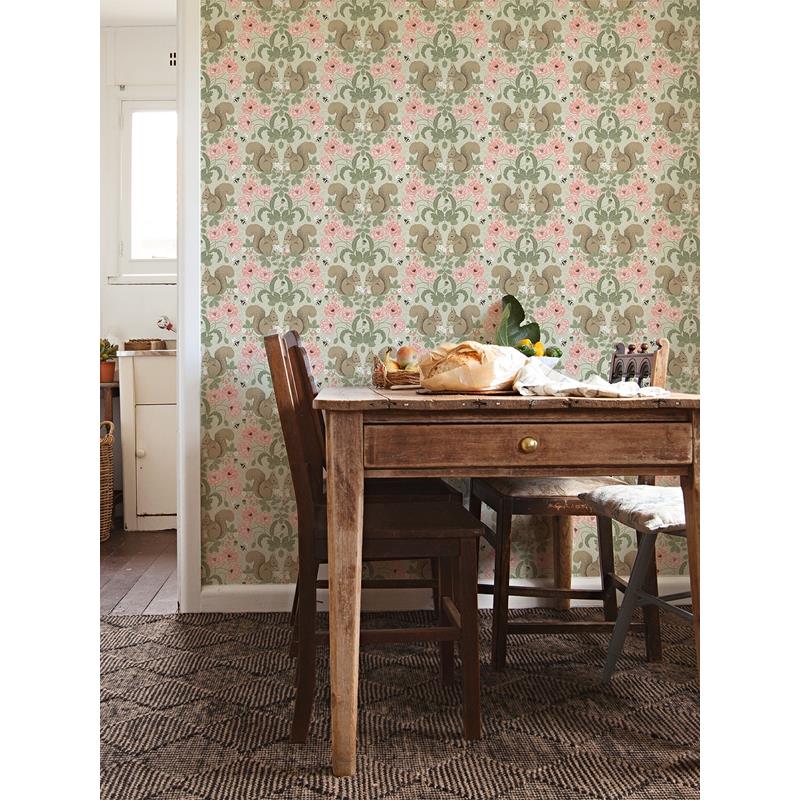 Select 2999-44120 Annelie Kurre Pink Woodland Damask Taupe Pink A-Street Prints Wallpaper