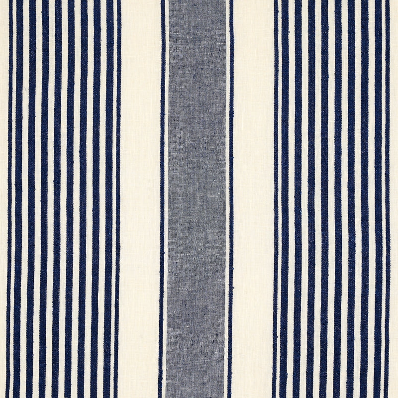 Purchase sample of 66095 Summerville Linen Stripe, Navy by Schumacher Fabric