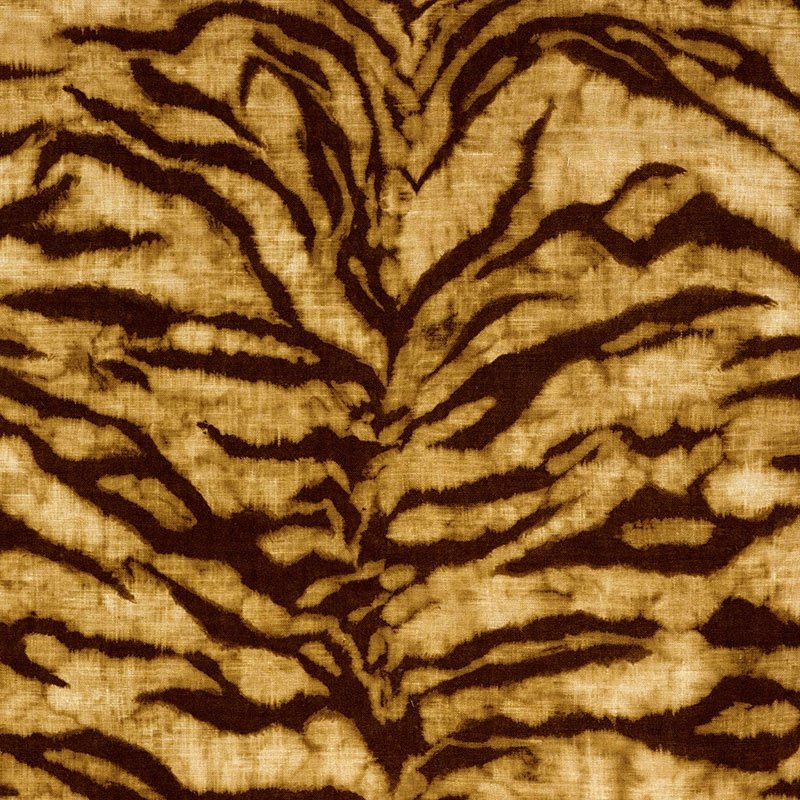 Purchase sample of 174160 Tigre Linen Print, Golden Brown by Schumacher Fabric