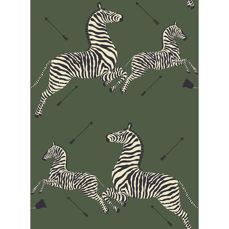 Sample SCS3871 Scalamandre, Serengeti Green Zebra Safari Scalamandre Self Adhesive Wallpaper by NuWallpaper