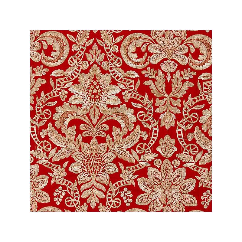 Sample 27086-003 Elizabeth Damask Embroidery, Carnelian - Scalamandre Fabric (SC 000327086)