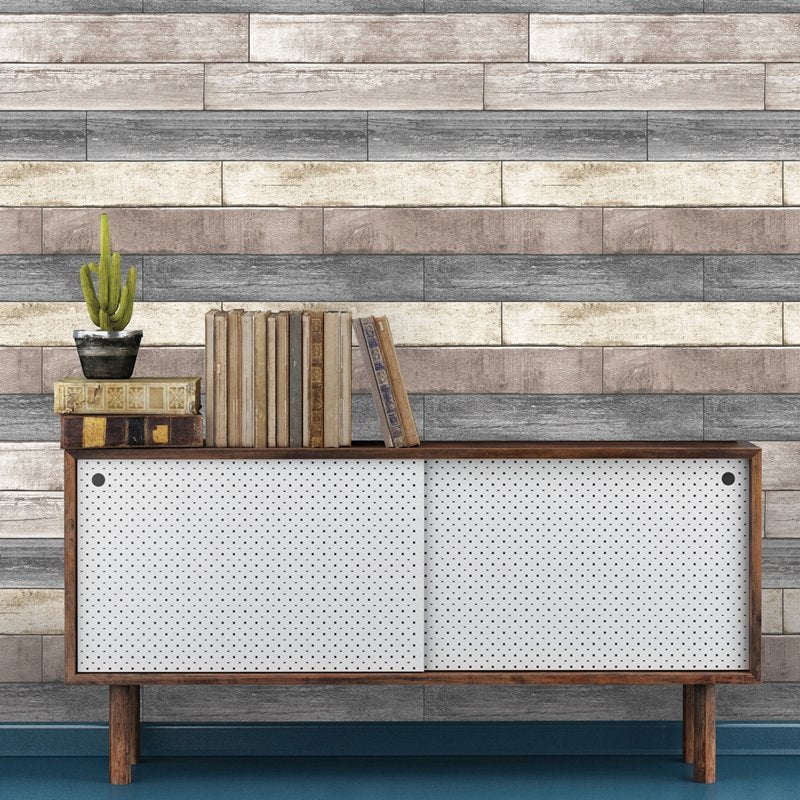 Select Nu3130 Reclaimed Wood Plank Natural Faux Effects Peel And Stick Wallpaper