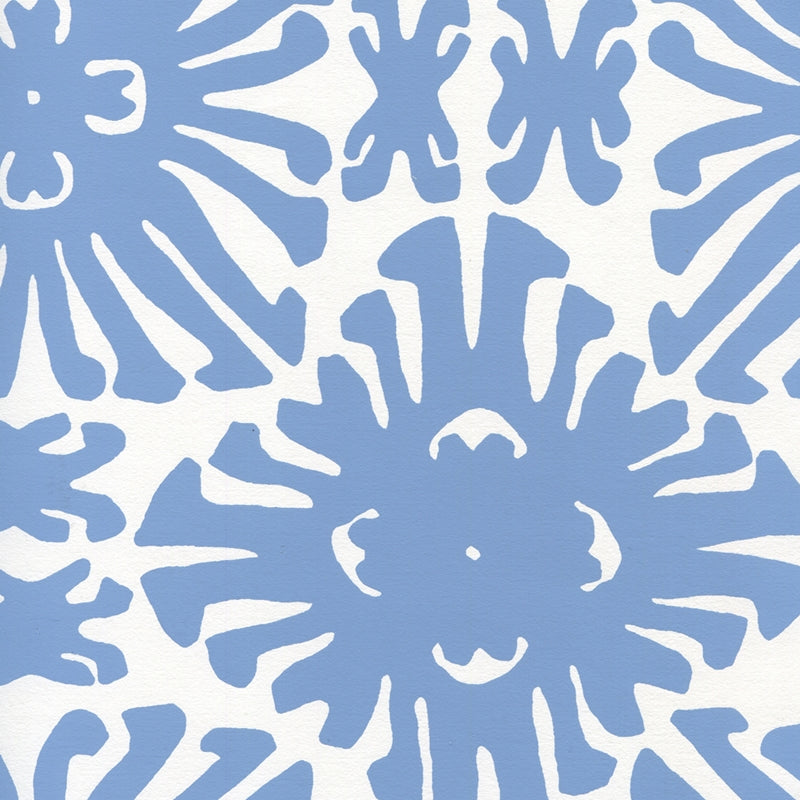 Sample 2475WP-12 Sigourney Small Scale, New Blue on White by Quadrille Wallpaper