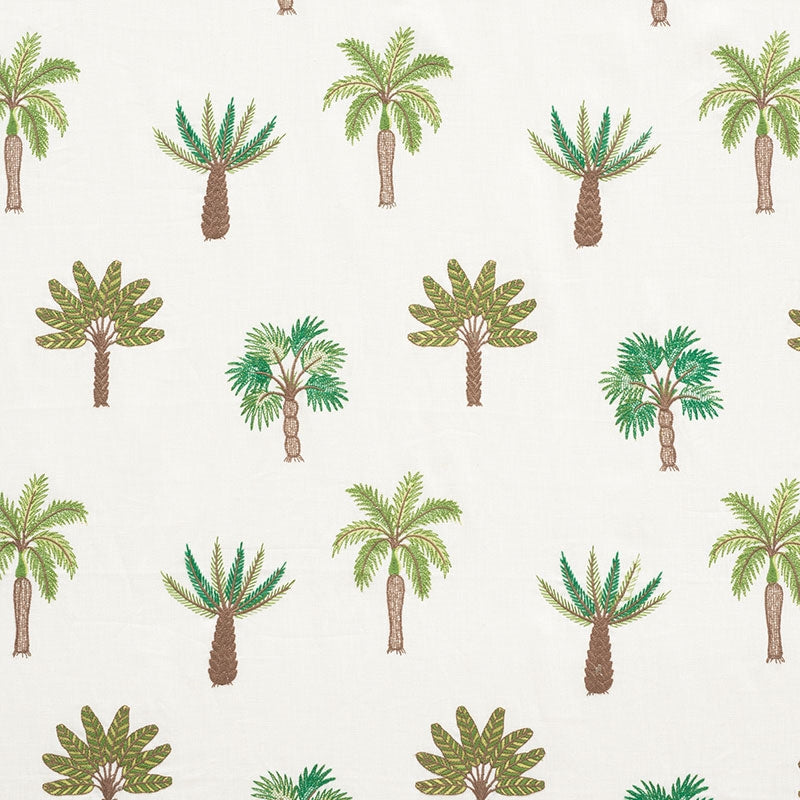 Purchase sample of 75300 Palmetto Beach Embroidery, Green by Schumacher Fabric