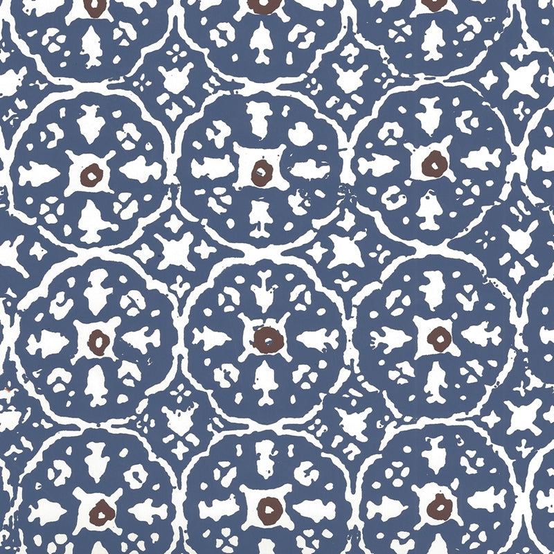 Sample 149-57WP Nitik Ii, Navy Brown on Almost White by Quadrille Wallpaper