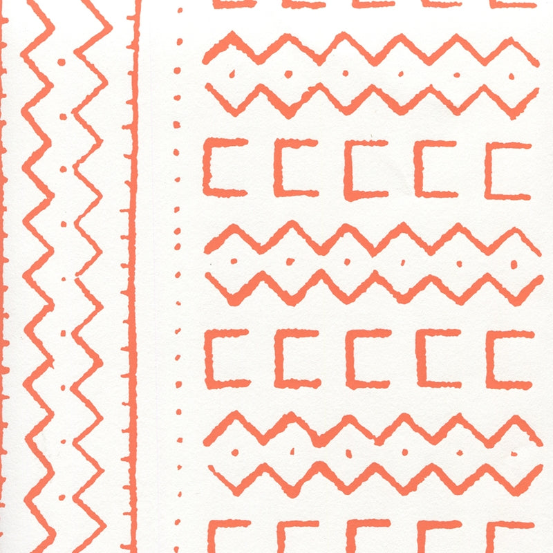 Sample AP980-06 Beau Rivage, Orange On White by Quadrille Wallpaper