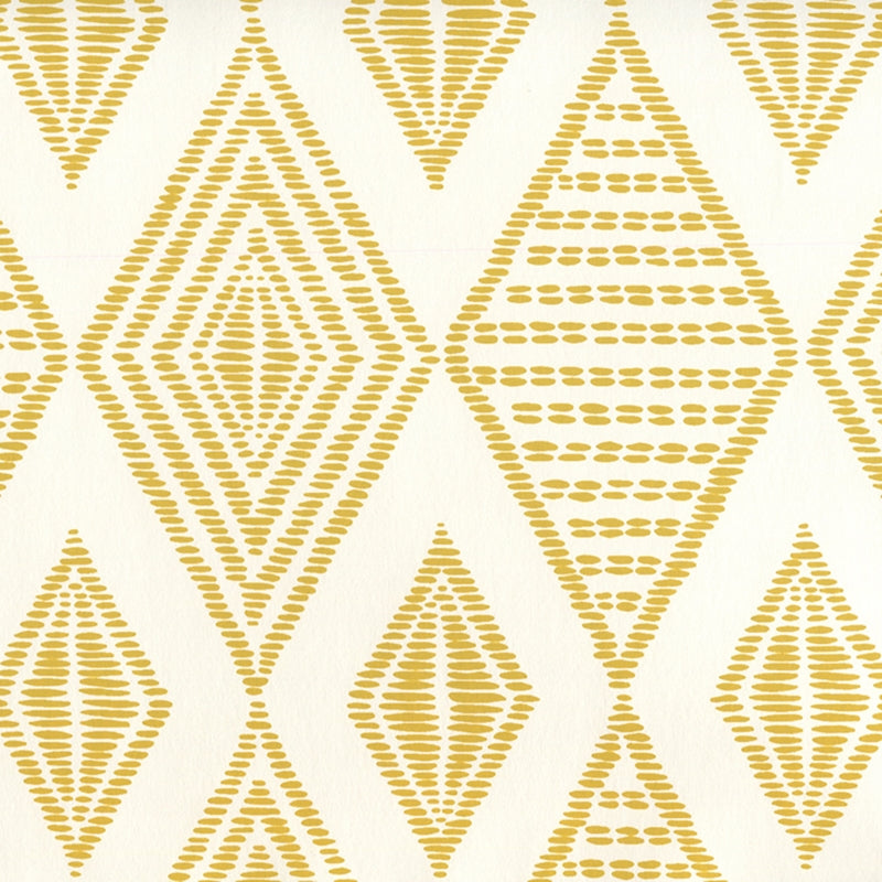 Sample AP850-12 Safari Embroidery, Inca Gold on Almost White by Quadrille Wallpaper