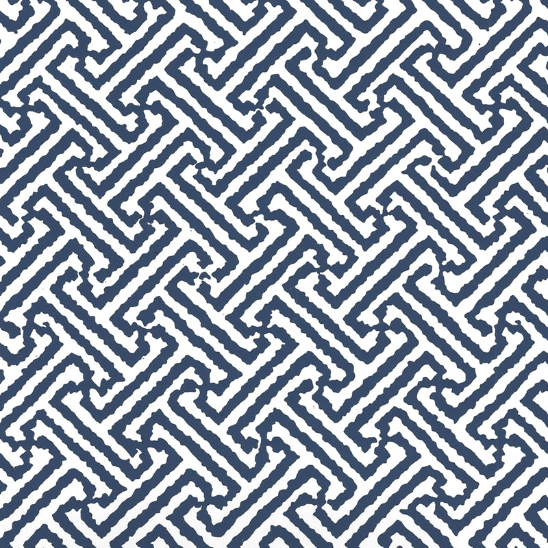 Sample 4010-18WP Java Java, Navy on White by Quadrille Wallpaper