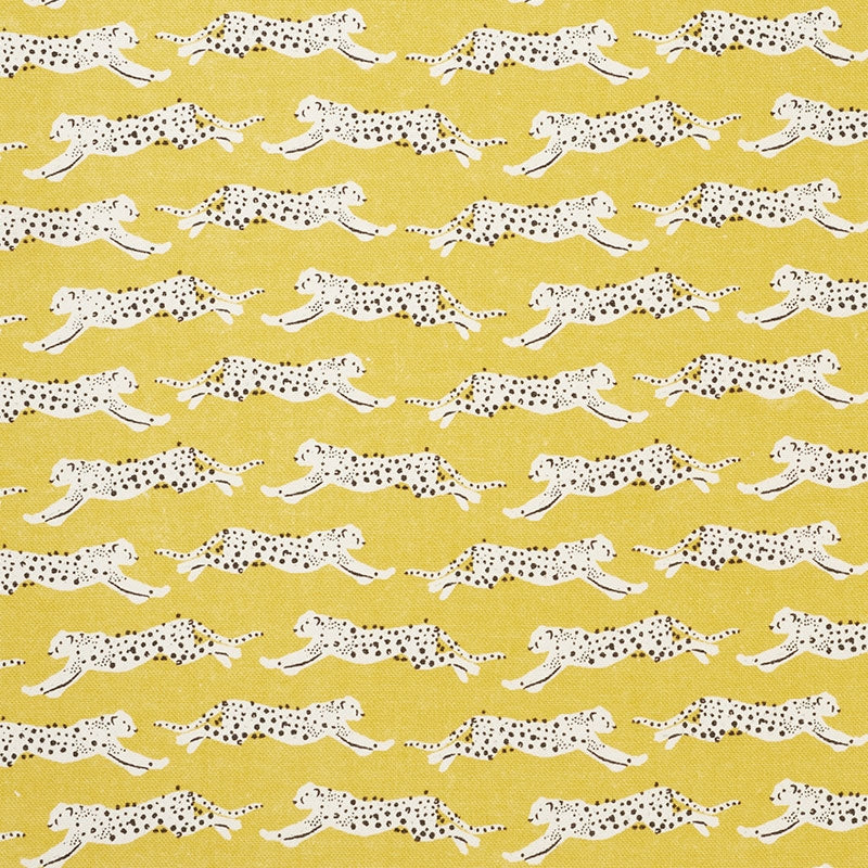 Purchase sample of 177740 Leaping Leopards, Yellow by Schumacher Fabric