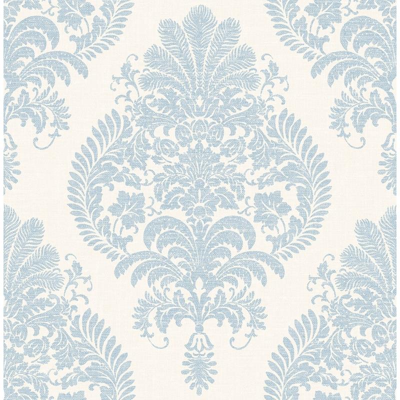 Looking LN10412 Luxe Retreat Antigua Damask Blue by Seabrook Wallpaper