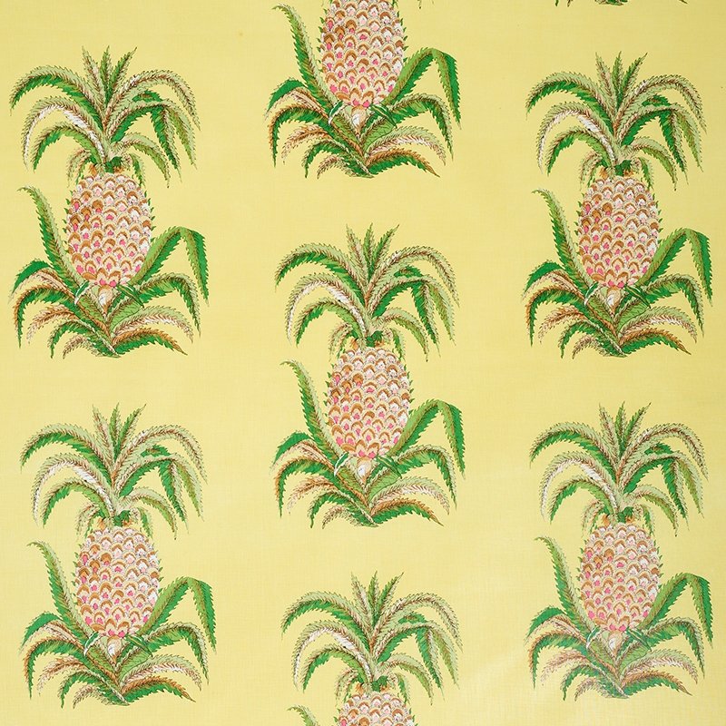 Purchase sample of 178803 Pineapples Chintz, Yellow by Schumacher Fabric