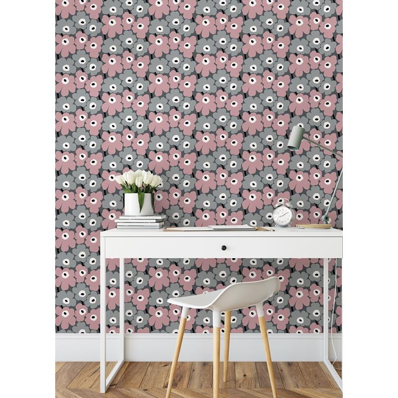 MKS4491 Marimekko Pink Pieni Unikko Peel &amp; Stick Wallpaper by NuWallpaper3