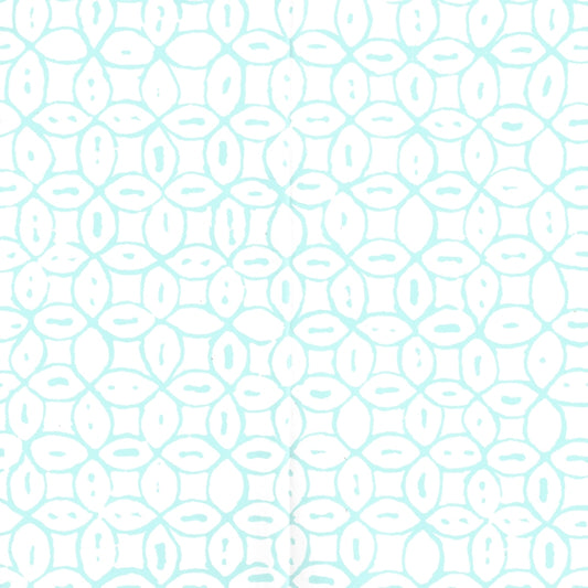View 6450-12WP Melong Batik Turquoise on White by Quadrille Wallpaper