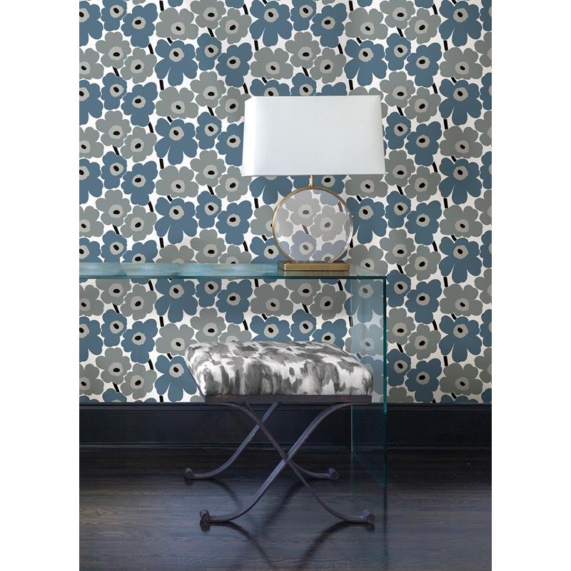 MKS4493 Marimekko Grey Pieni Unikko Peel &amp; Stick Wallpaper by NuWallpaper2