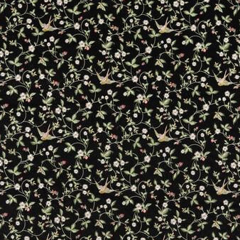 Select F1582/01 Wild Strawberry Noir Emb Animal/Insects by Clarke And Clarke Fabric