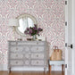 View 2901-25400 Perennial Featherton Coral Floral Damask A Street Prints Wallpaper
