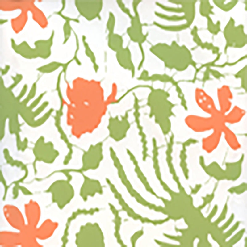 View 6650W-05WP Seya Leaf Green Orange by Quadrille Wallpaper