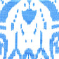Sample 6460-03WP Island Ikat, Zibby Blue on White by Quadrille Wallpaper