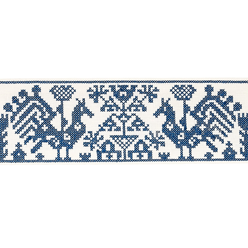 Sample 80000 Tarpan Embroidered Tape, Navy By Schumacher Trim