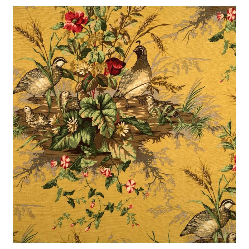 Sample 16310-005 Edwin'S Covey, Multi On Mustard by Scalamandre Fabric (SC 000516310)