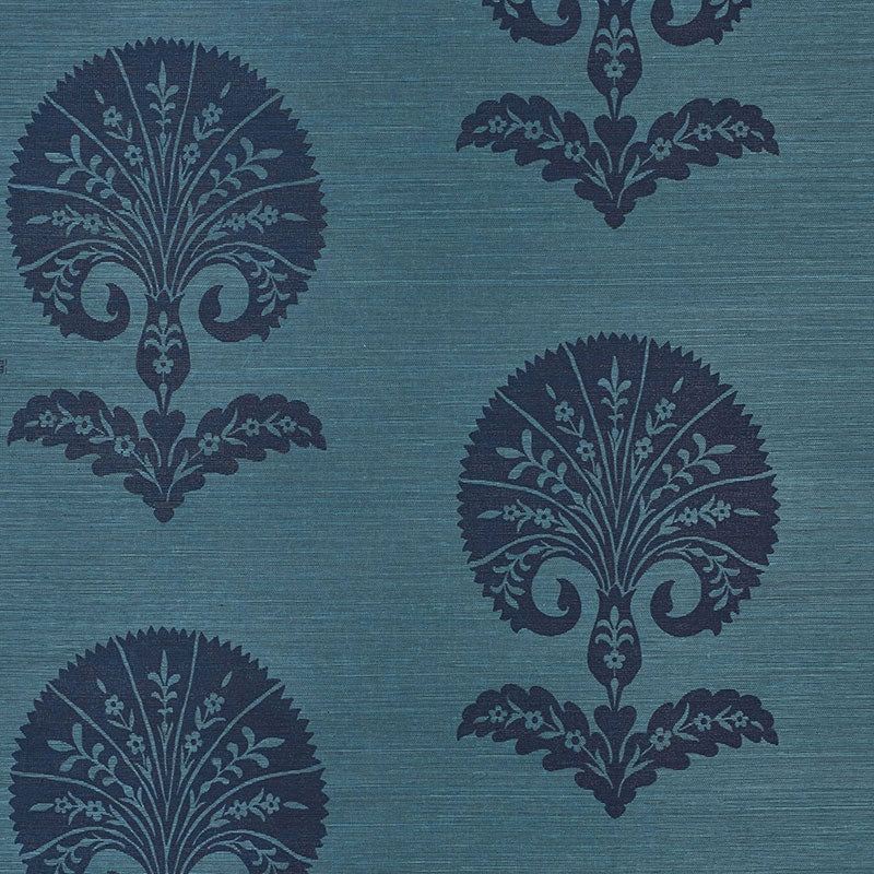 Purchase 5008212 Ottoman Flower Sisal Peacock Schumacher Wallpaper