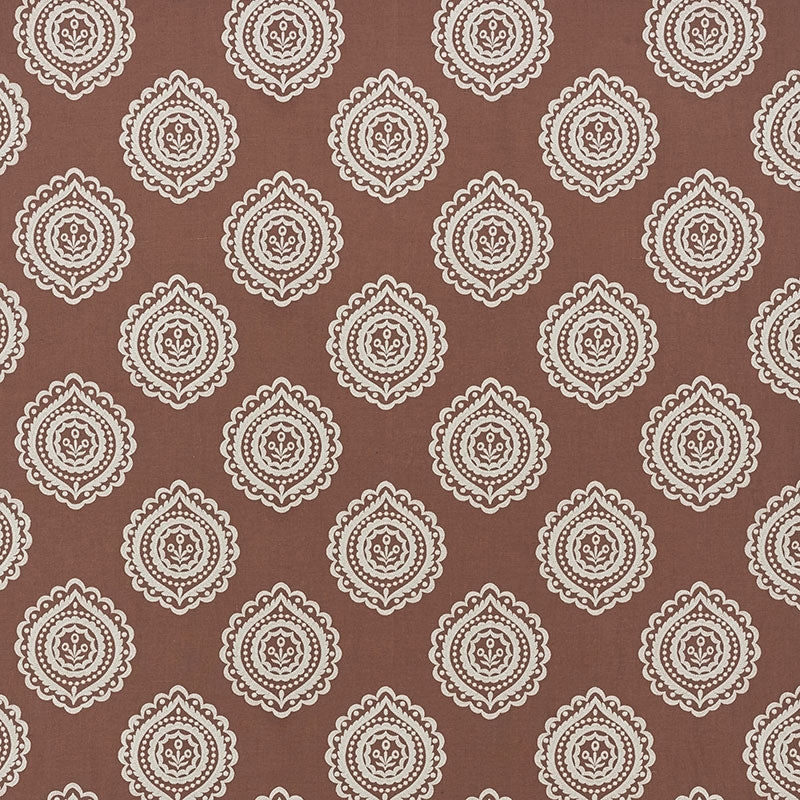 Purchase sample of 70203 Olana Linen Embroidery, Cafe Mocha by Schumacher Fabric