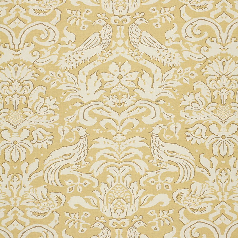 Purchase sample of 1328002 Aldwyn Damask, Buttercup by Schumacher Fabric