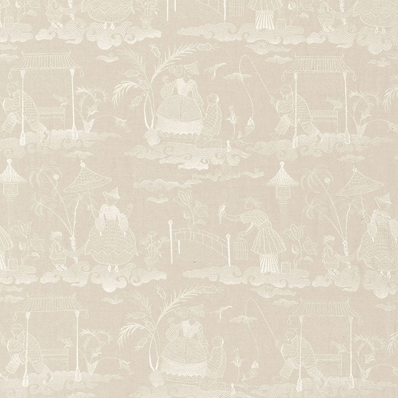 Purchase sample of 66601 Bassano Embroidered Toile, Linen by Schumacher Fabric