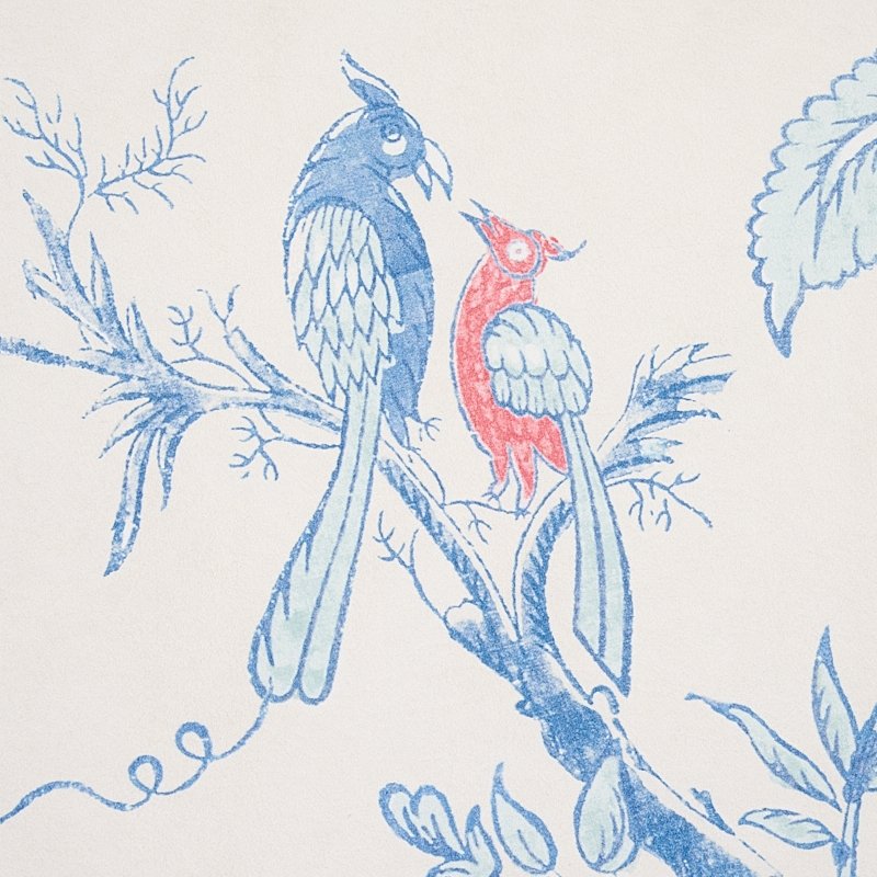 View 5012330 Amaltas Panel Blue and Red Schumacher Wallcovering Wallpaper