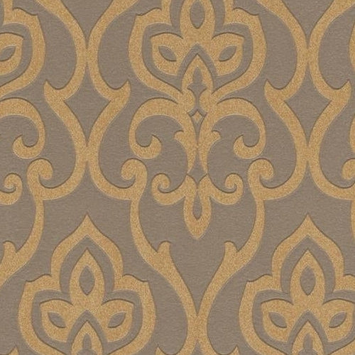 Select 717051 BB Home Passion Orange Damask by Washington Wallpaper