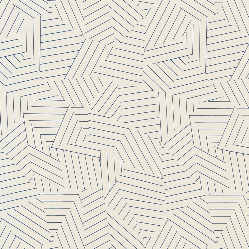 Purchase sample of 176701 Deconstructed Stripe Ii, Cobalt by Schumacher Fabric