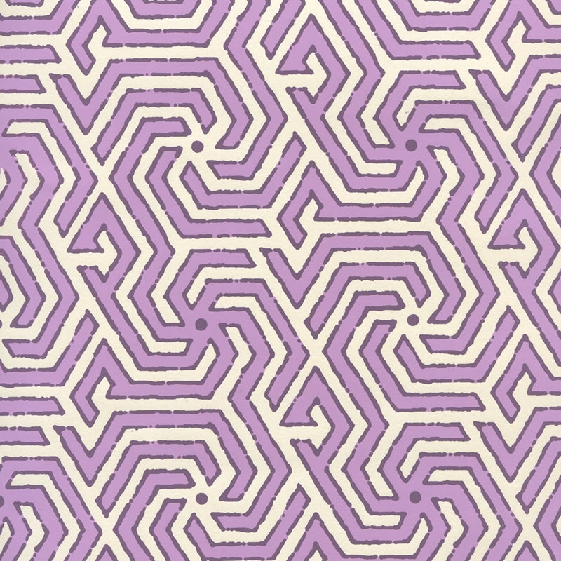 Sample 2520-04OWP Maze Reverse Two Colors, Lilac Purple by Quadrille Wallpaper