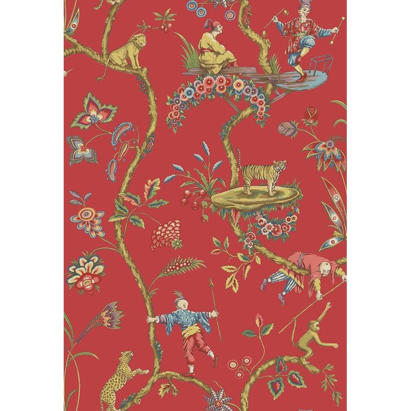 Sample SCS3844 Scalamandre, Tomato Chinoise Exotique Scalamandre Self Adhesive Wallpaper by NuWallpaper