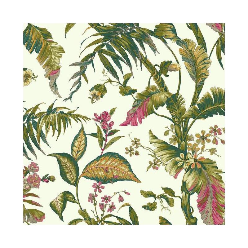Sample AT7092 Ashford Tropics, Fiji Garden  color white leaf by Ashford House Wallpaper
