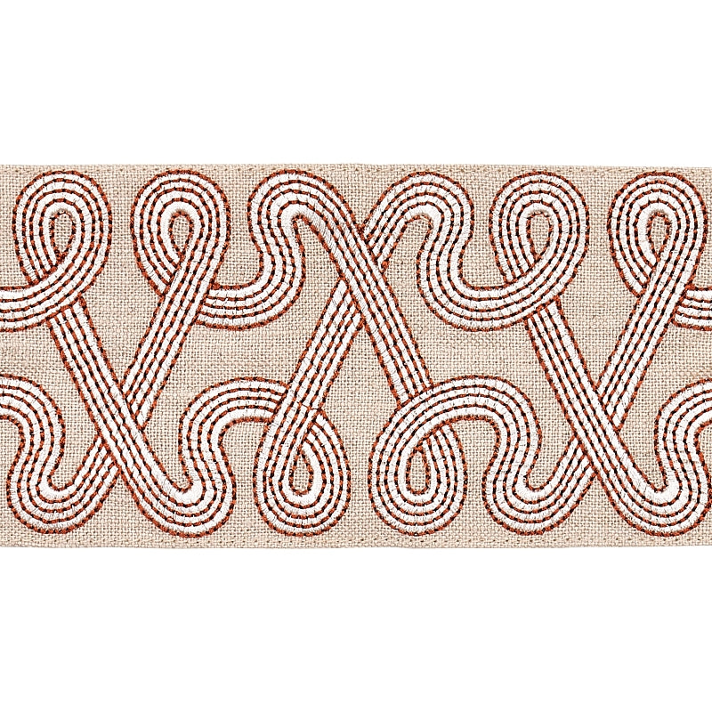 Sample 76734 Freeform Embroidered Tape, Clay By Schumacher Trim
