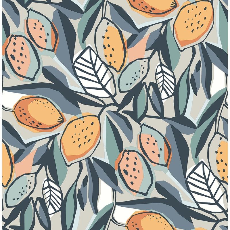 Sample 4014-26421 Seychelles, Meyer Teal Citrus Wallpaper by A-Street Prints Wallpaper