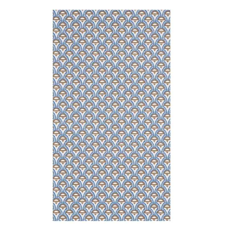 View 5012081 Abelino Blue and Brown Schumacher Wallcovering Wallpaper