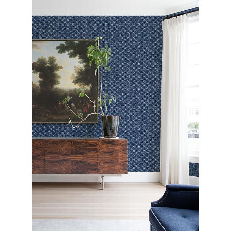 Shop 2975-26242 Scott Living II Felix Indigo Geometric Indigo A-Street Prints Wallpaper