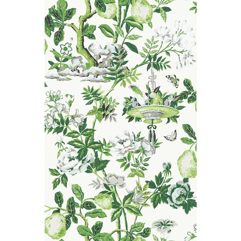 Sample SCS3841 Scalamandre, Verdance Shantung Garden Scalamandre Self Adhesive Wallpaper by NuWallpaper