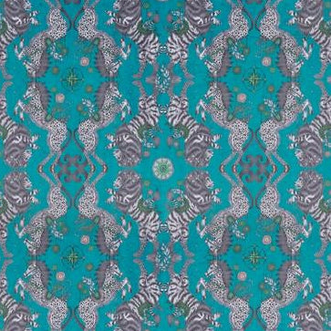 Select F1474/03 Caspian Velvet Teal Animal/Insect by Clarke And Clarke Fabric