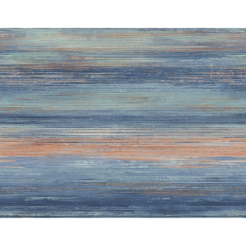 Sample LW50406 Living with Art, Sunset Stripes Blueberry and Vermillion Orange Seabrook Wallpaper