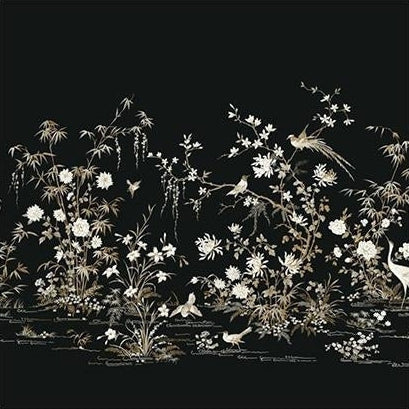 View KT2264M Ronald Redding 24 Karat Flowering Vine Chino Wallpaper Mural Black by Ronald Redding Wallpaper