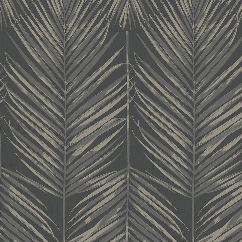Sample MB30000 Beach House Paradise, Black Sands Leaves Leaf by Seabrook Wallpaper
