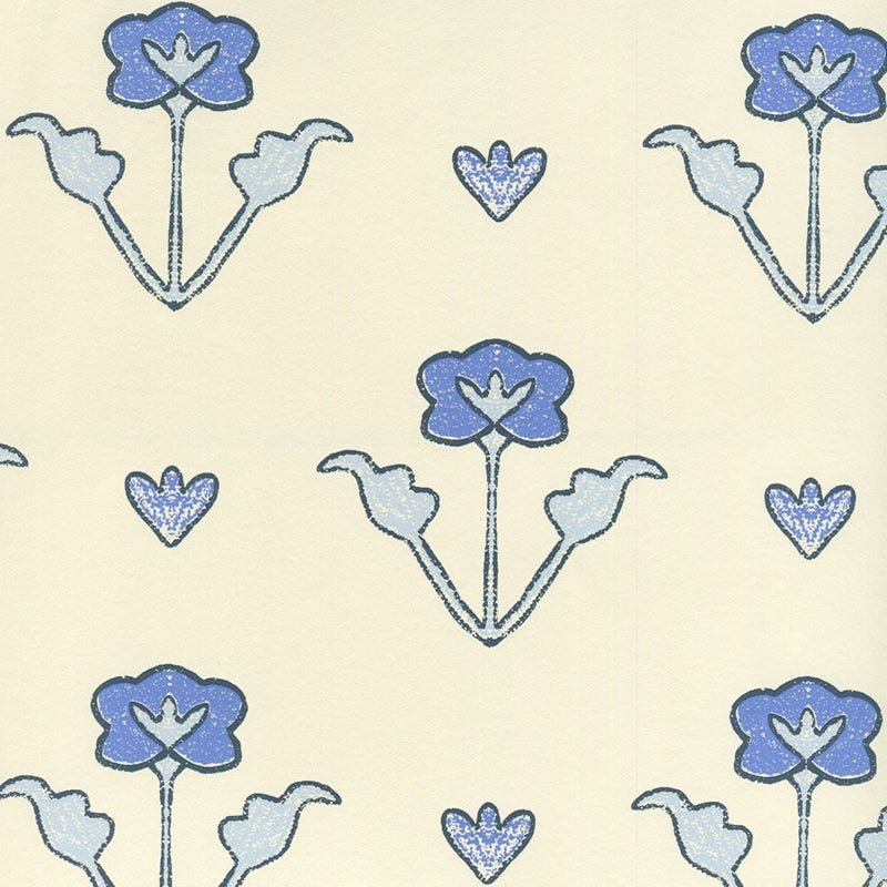 Sample HC1995W-04OWP Clementine All Over, Windsor Royal Navy On Off White by Quadrille Wallpaper