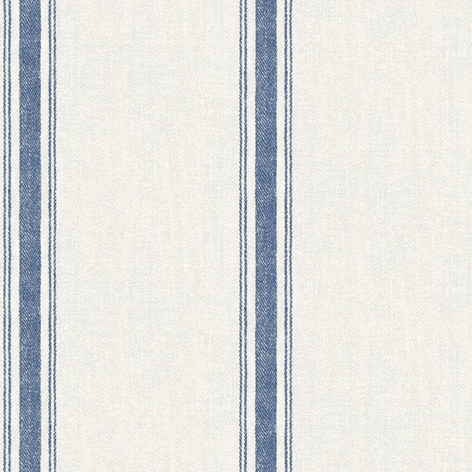 Purchase 3115-12462 Farmhouse Linette Blue Fabric Stripe Blue by Chesapeake Wallpaper