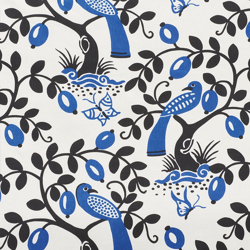 Purchase sample of 177470 Olive Tree, Black & Blue by Schumacher Fabric