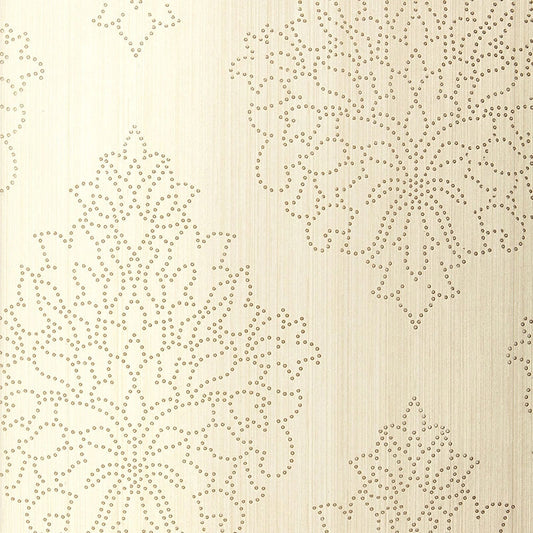 Shop 5005660 Beaded Damask Alabaster Schumacher Wallpaper